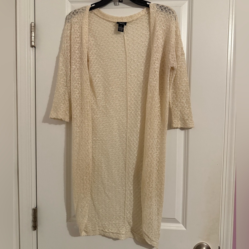 Cream Lace Open Cardigan